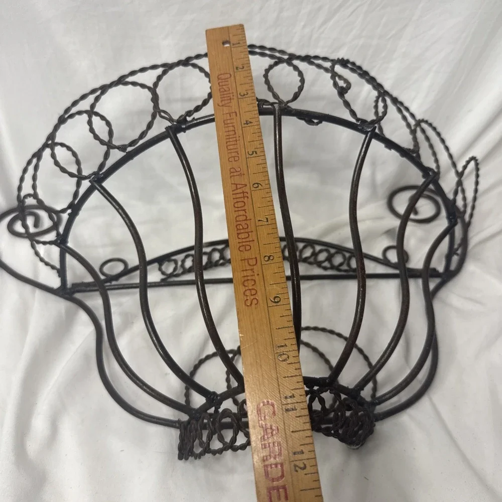 Vintage Victorian Wrought Iron Basket Wall Hang Decorative Storage Planter Wire